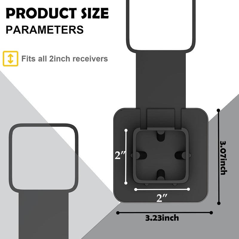 OGYE 2 Inch Trailer Hitch Cover with American Flag, Metal Trailer Hitch Cover Fit for 2 Inch Hitch Receivers Class 3 4 5, 2'' Rubber Hitch Tube Cover Plug Cap (Black) - Image 4
